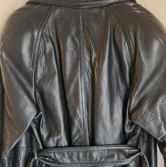 Andrew Marc Leather Heavy Full Length Trench Coat Men Size M - Picture 8 of 12